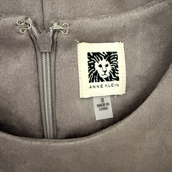 Anne Klein Women's Gray Faux Suede/Felt Midi Sheath Dress Sz 8 NWT - Picture 10 of 13